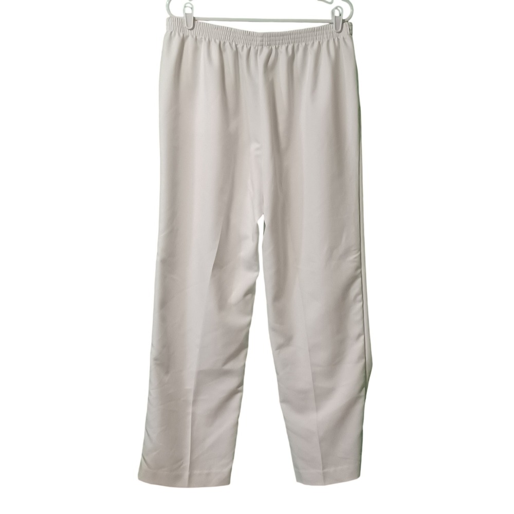 Alfred‎ Dunner Womens White Pull On Elastic Waist Straight Leg Pants Size 14